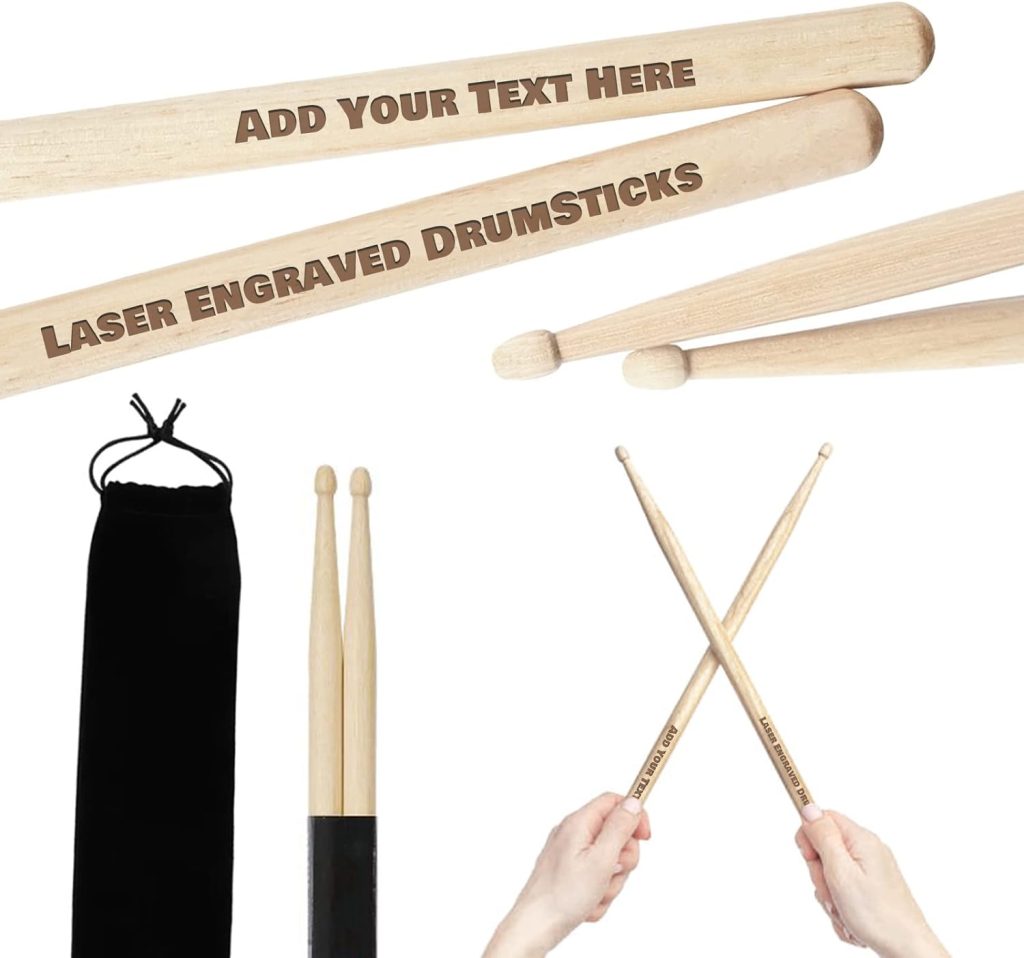 Personalized Drumsticks, Custom Engraved 5A Maple Drum Sticks with Name Text, Gifts for Drummer Musician Men Boyfriend Husband - 1 PAIR