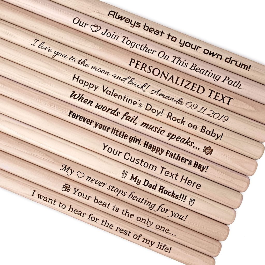 Personalized Drumsticks, Custom Engraved Drum Sticks 1 Pair Hickory, Valentines Day Gift for Drummer, Musician, Wedding Gift for Boyfriend, Husband