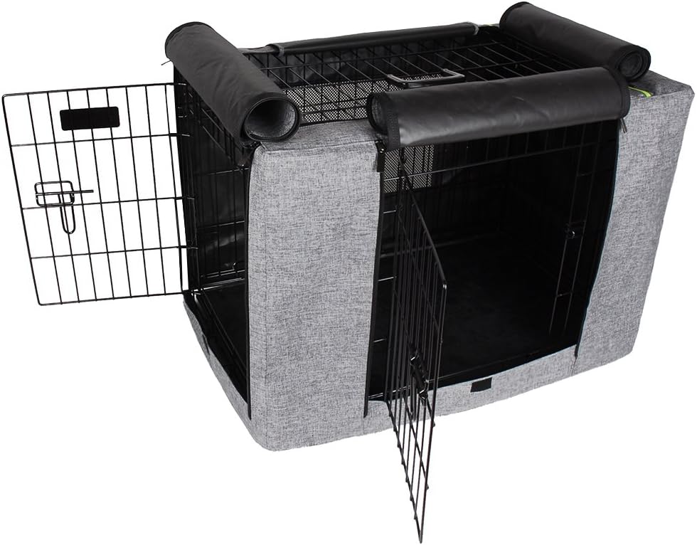 Petsfit Double Doors Dog Cover, Fits 30 Inches Wire Crate Kennel, Grey