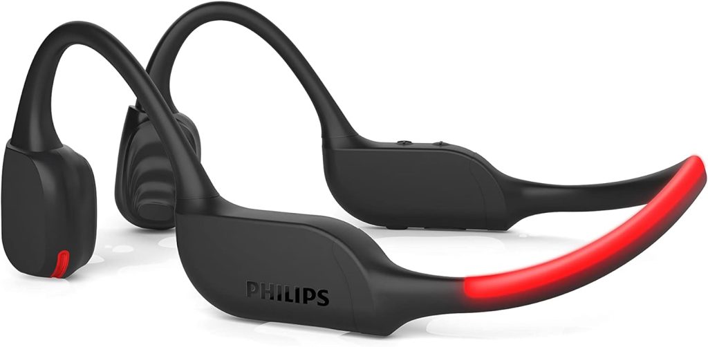 PHILIPS GO A7607 Open-Ear Bone Conduction Bluetooth Headphones with Bluetooth Multipoint, IP66 Water-Resistant, Black