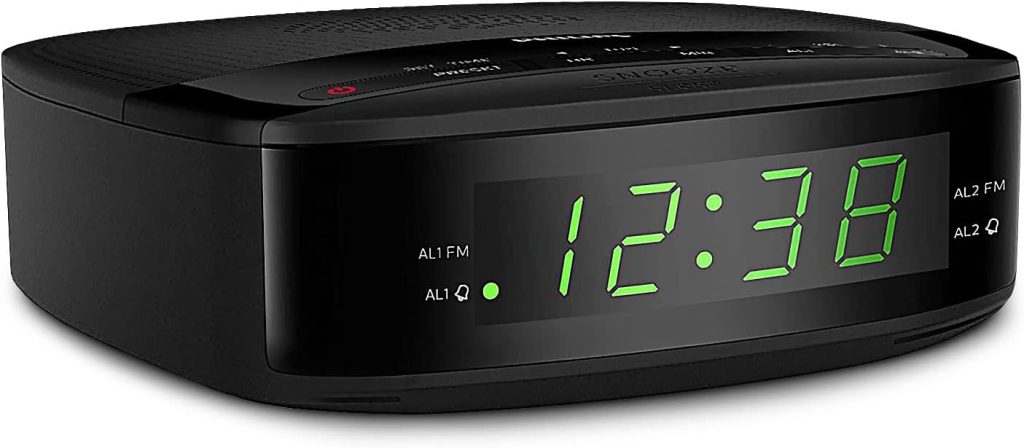 PHILIPS Radio Alarm Clocks for Bedrooms, LED Display, Easy Snooze, Sleep Timer, Alarm Clock Radio w/Battery Backup Bedroom Clock (Batteries not Included)