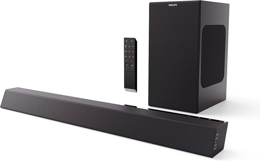 Philips Soundbar with Wireless Subwoofer, Sound bar for tv 2.1-Channel Bluetooth, 300 Watts Dolby Audio Performance, Theater Audio Speakers