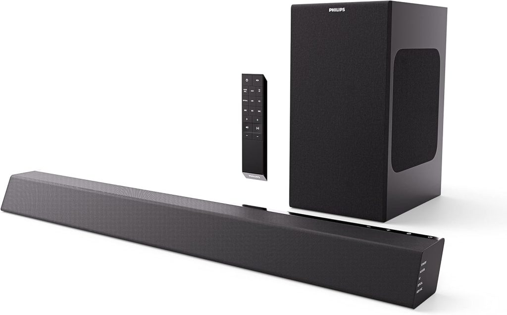 Philips Soundbar with Wireless Subwoofer, Sound bar for tv 2.1-Channel Bluetooth, 300 Watts Dolby Audio Performance, Theater Audio Speakers : Electronics