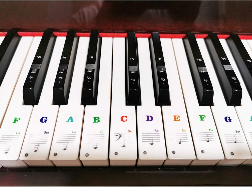 Piano Keyboard Stickers for 88/61/54/49/37 Key, Bold Large Letter Piano Stickers for Learning, Removable Piano Keyboard Letters, Notes Label for Beginners and Kids, Multicolor