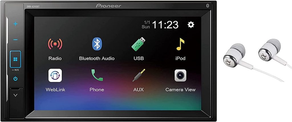 Pioneer 6.2 VGA Touchscreen WebLink Double DIN, Bluetooth USB MP3 Aux Input, in-Dash Multi-Color Illumination Digital Media Receiver/Free Alphasonik Earbuds