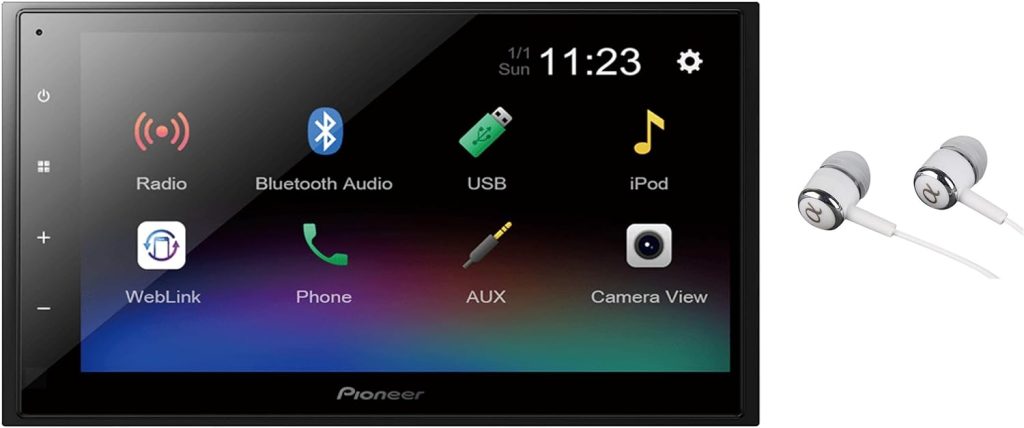 Pioneer 6.8 Double DIN Touchscreen Display, Apple iPhone and Android Music Support, Bluetooth in-Dash AM/FM Front USB Digital Multimedia Car Stereo Receiver/Free Alphasonik Earbuds