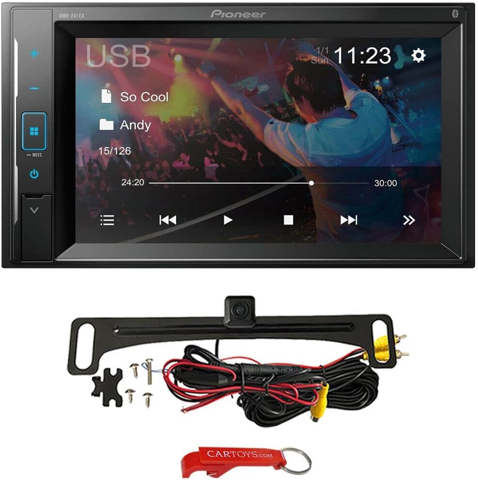 Pioneer DMH-241EX Car Stereo Safe Drivers Bundle w/ ACAM4 Backup Camera. 2-DIN Touchscreen Head Unit with Amazon Alexa Built in, Bluetooth Receiver for Hands-Free Calling and Media Streaming, No CD