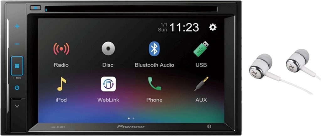 Pioneer in-Dash Double Din WVGA Display Built-in Bluetooth Multimedia DVD CD MP3 USB AM/FM Touchscreen Dual Phone Connection Car Stereo Receiver/Free Alphasonik Earbuds