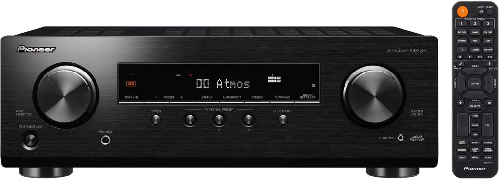 Pioneer VSX-534 Home Audio Smart AV Receiver 5.2-Ch HDR10, Dolby Vision, Atmos and Virtual Enabled with 4K and Bluetooth