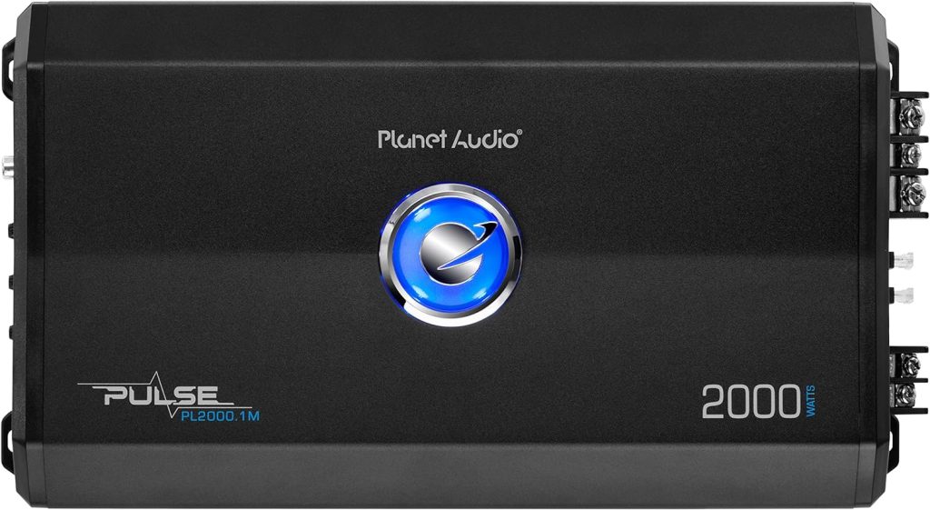 Planet Audio PL2000.1M Monoblock Car Amplifier - 2000 Watts, 2/4 Ohm Stable, Class A/B, Mosfet Power Supply, Great for Subwoofers