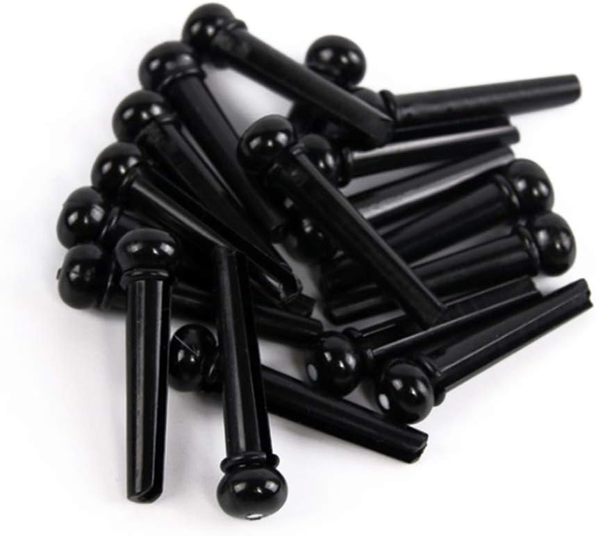 Plastic Acoustic Guitar Bridge Pins Pegs-6pcs with 1pc Bridge Pin Puller Remover Guitar Parts Replacement Tool-Black