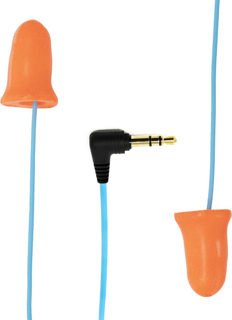 Plugfones Basic Earplug-Earbud Hybrid - Noise Reducing Earphones - Orange