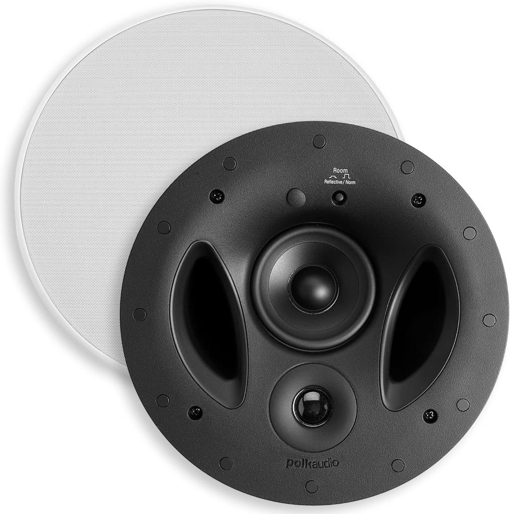 Polk Audio 90-RT 3-Way In-Ceiling-Speaker - The Vanishing Series | Perfect for Mains, Rear or Side-Surrounds | Paintable Wafer-Thin Sheer-Grille | Dual Band-Pass Bass Ports - Low Frequencies,White