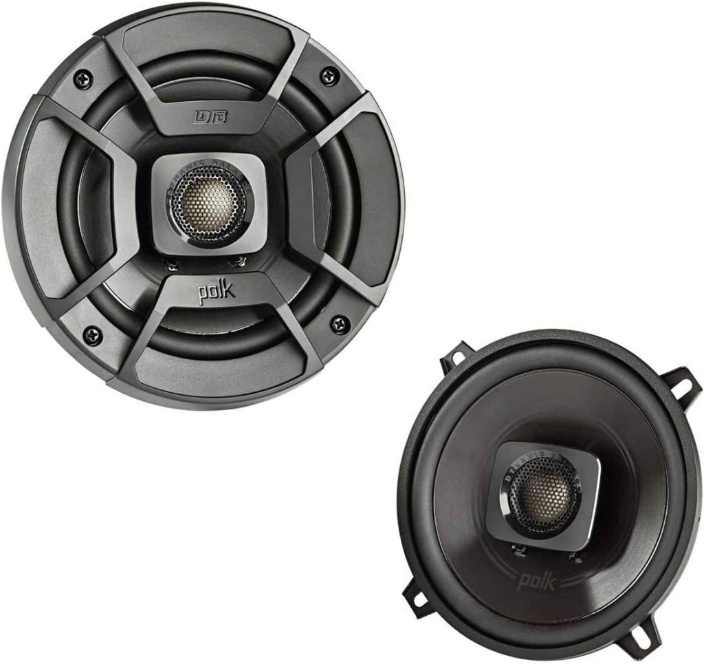 Polk Audio DB522 DB+ Series 5-1/4 Coaxial Speaker for Car  Marine, 2-Way Boat  Car Audio Speaker, 55-22kHz Frequency Response, Polypropylene Woofer Cone  3/4 Silk Dome Tweeter, Easy Installation