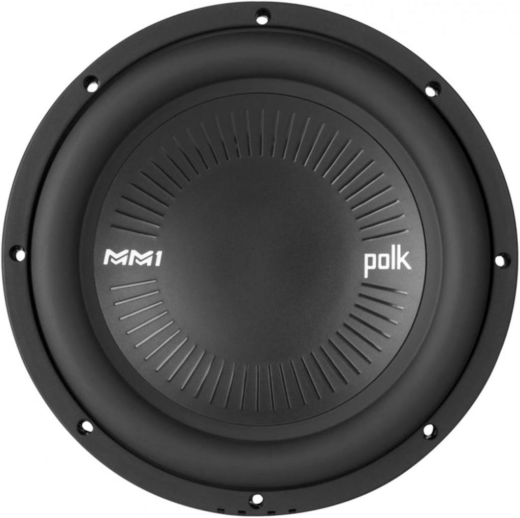 Polk Audio MM1042 DVC MM1 Series 10 Marine  Car Subwoofer - 900W, 28-200Hz Frequency Response, Dual 4-Ohm Voice Coils, Titanium-Plated Woofer Cone, Compact Subwoofer for Deep, Powerful Bass,Black