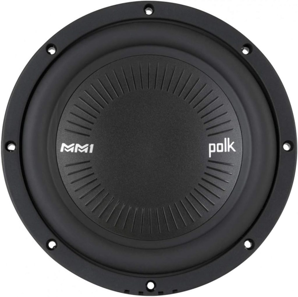 Polk Audio MM842 DVC MM1 Series 8 Marine  Car Subwoofer - 900W, 30-200Hz Frequency Response, Dual 4-Ohm Voice Coils, Titanium-Plated Woofer Cone, Compact Subwoofer for Deep, Powerful Bass,Black