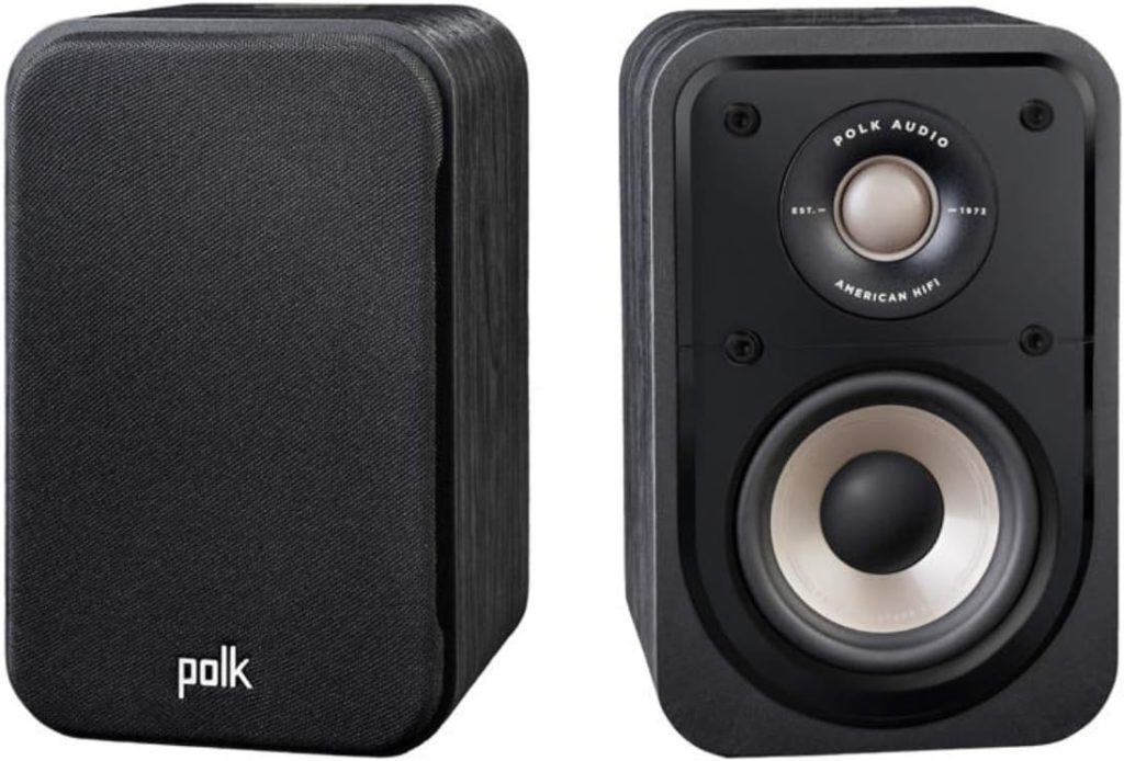 Polk Audio Signature S10E Bookshelf Speaker (Pair) - Surround Speaker, with Power Port Technology, Dynamic Balance Acoustic Array, Anti-Diffraction Grille, 4” Driver, 1 Terylene Dome Tweeter, Black