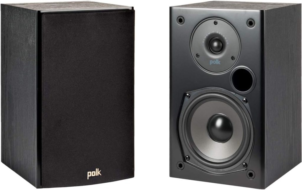 Polk Audio T15 100 Watt Home Theater Bookshelf Speakers – Hi-Res Audio with Deep Bass Response, Dolby and DTS Surround, Wall-Mountable, Pair, Black, 6.5 x 7.25 x 10.63 inches : Electronics