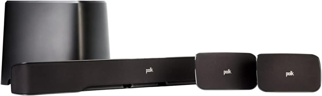 Polk Audio True Surround III 5.1 Channel Wireless Surround Sound System, Includes Sound Bar, L  R Rear Surrounds and 7 Subwoofer, Dolby Digital Decoding, Built-in Bluetooth, Easy Setup, Black