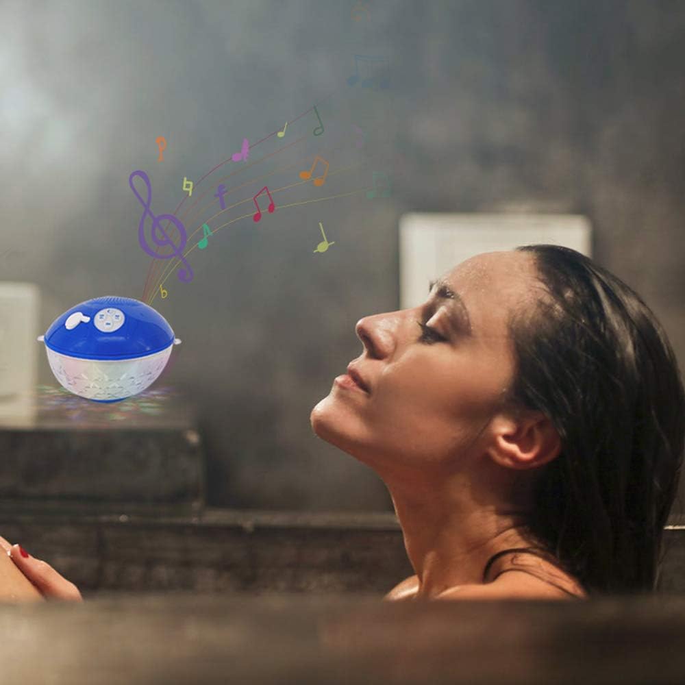 Pool Speaker with Colorful Lights, Floating Bluetooth Speaker IPX7 Waterproof,Built-in Mic,Crystal Clear Stereo Sound Speakers Bluetooth Wireless 50ft Range for Home Shower Pool Outdoor Travel