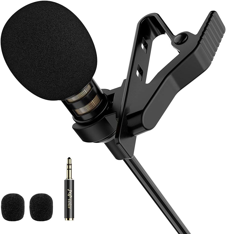 PoP voice 196” Single Head Lavalier Lapel Microphone Omnidirectional Condenser Mic for Apple iPhone Android  Windows Smartphones, Youtube, Interview, Studio, Video Recording, Noise Cancelling Mic