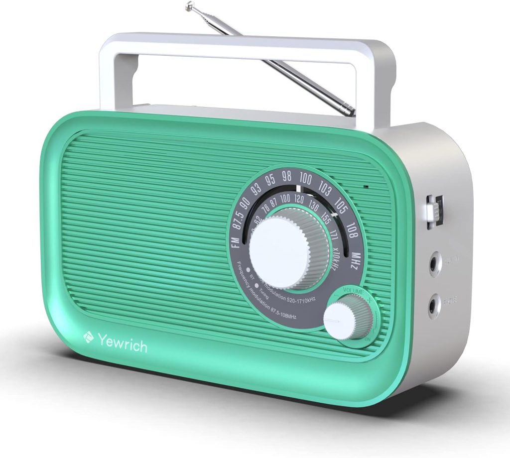 Portable AM/FM Radio with Bluetooth, Battery Operated Transistor Analog Radio or AC Powered with Best Reception, Big and Precise Tuning Knob Large Bluetooth Speaker Easy to Use Suit for Home Cafe