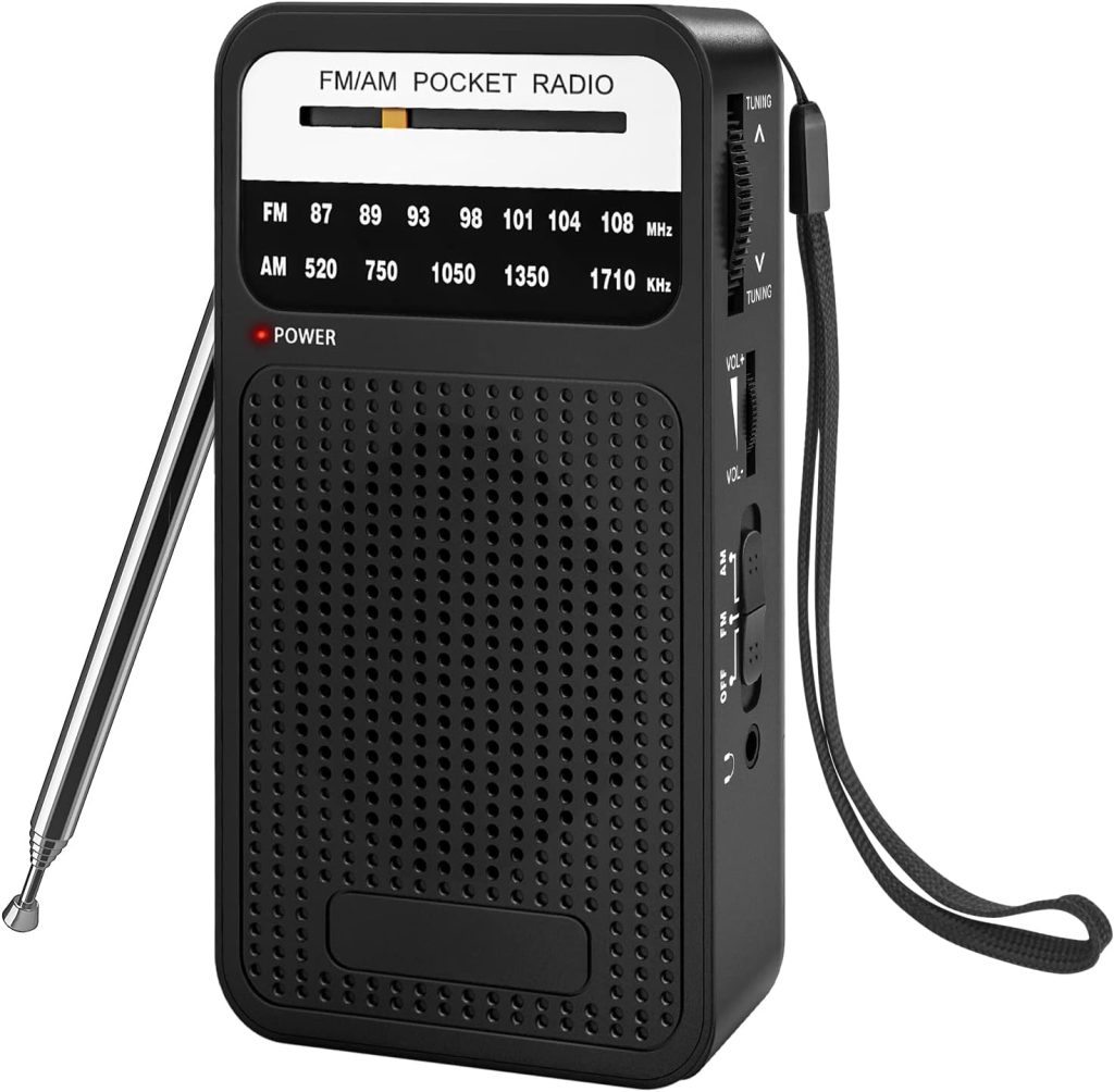 Portable Radio AM FM, Goodes Transistor Radio with Loud Speaker, Headphone Jack, 2AA Battery Operated Radio for Long Range Reception, Pocket Radio for Indoor, Outdoor and Emergency Use
