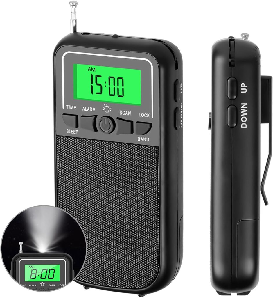 Portable Radio AM FM SW, Transistor Radio with LED Flashlight, 2AA Battery Operated Radio for Long Range Reception, Emergency Pocket Walkman Radio for Indoor, Outdoor,Walk,Jogging,Gym,Camping