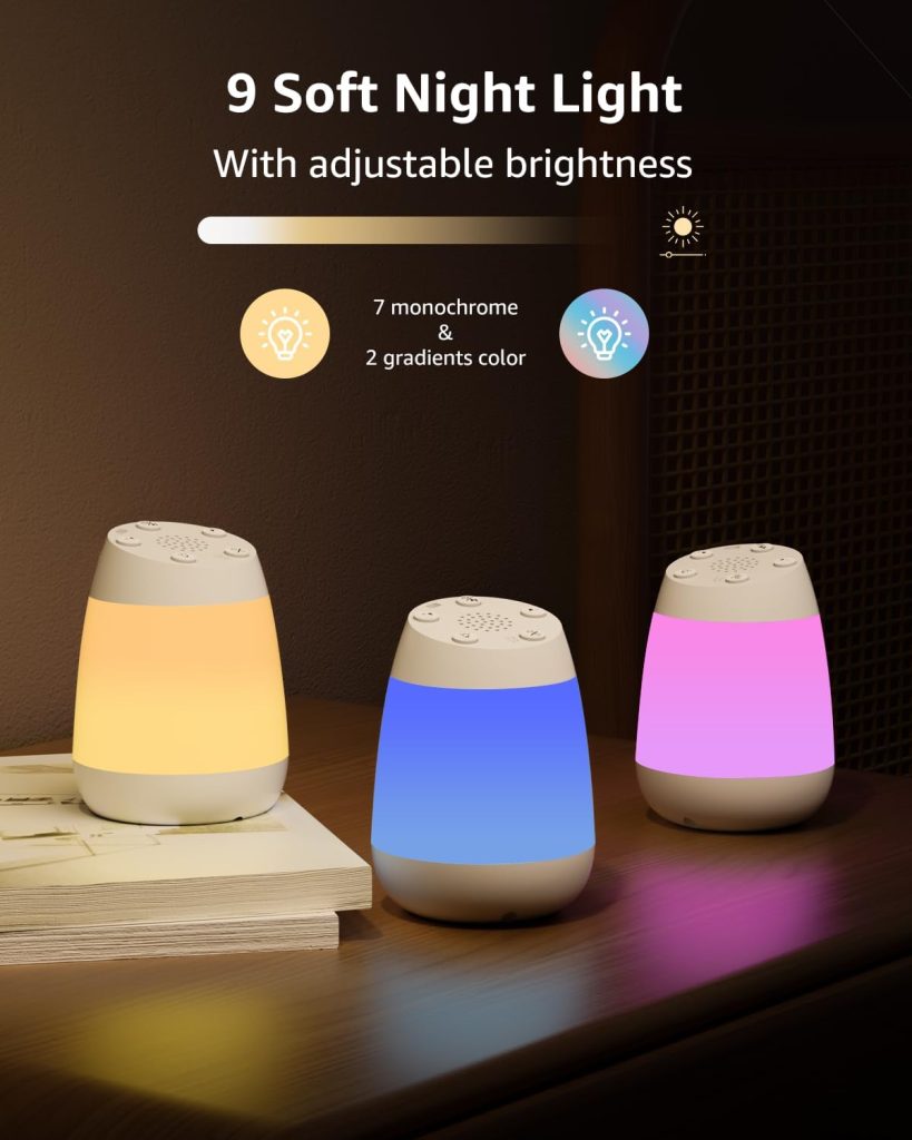 Portable Sound Machine for Baby, GROWNSY Compact Size Travel White Noise Machine with 13 Soothing Sounds, Night Light, Timer, Baby Sound Machine for On-The-Go Use, for Baby Adults Sleeping