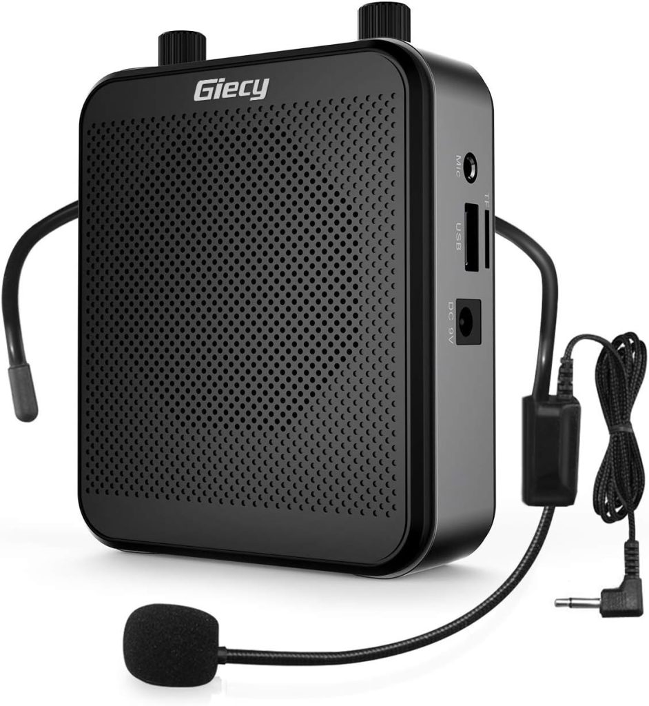 Portable Voice Amplifier, Giecy 30W 2800mAh Bluetooth Rechargeable Personal Voice Amplifier with Microphone Headset, PA System Speaker for Multiple Locations Classroom, Meetings and Outdoors