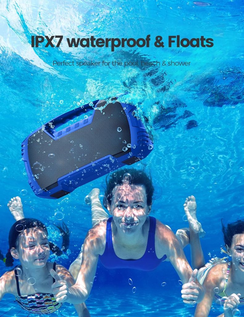 Portable Wireless Bluetooth Speaker, 40W Loud Sound IPX7 Waterproof Speakers, 32H Playtime, Outdoor Speaker with Handle, Rich Bass, BT 5.0, TWS Pairing, Built-in Mic, for Party, Pool, Beach, Gifts