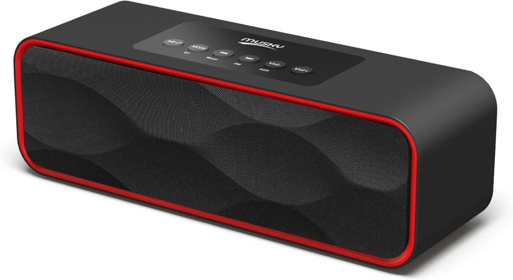 Portable Wireless Bluetooth Stereo Speaker with Powerful Sound 10W Acoustic Drivers Built-in Mic FM Radio Micro SD Card USB AUX-in Slot for Smartphone, PC, MP3 and More