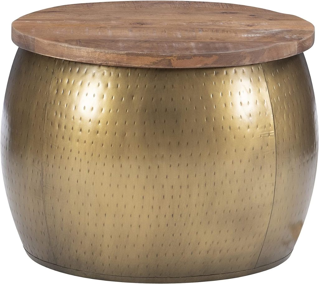 Powell Janice Large Gold Drum Table with Storage