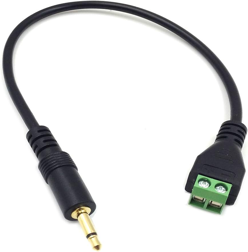 Poyiccot 3.5mm (1/8) TS Mono Male to 2 Pin Screw Terminal Female Headphone Balun Solderless Converter Adapter Cable 30cm (3.5mm M/ 2pin)