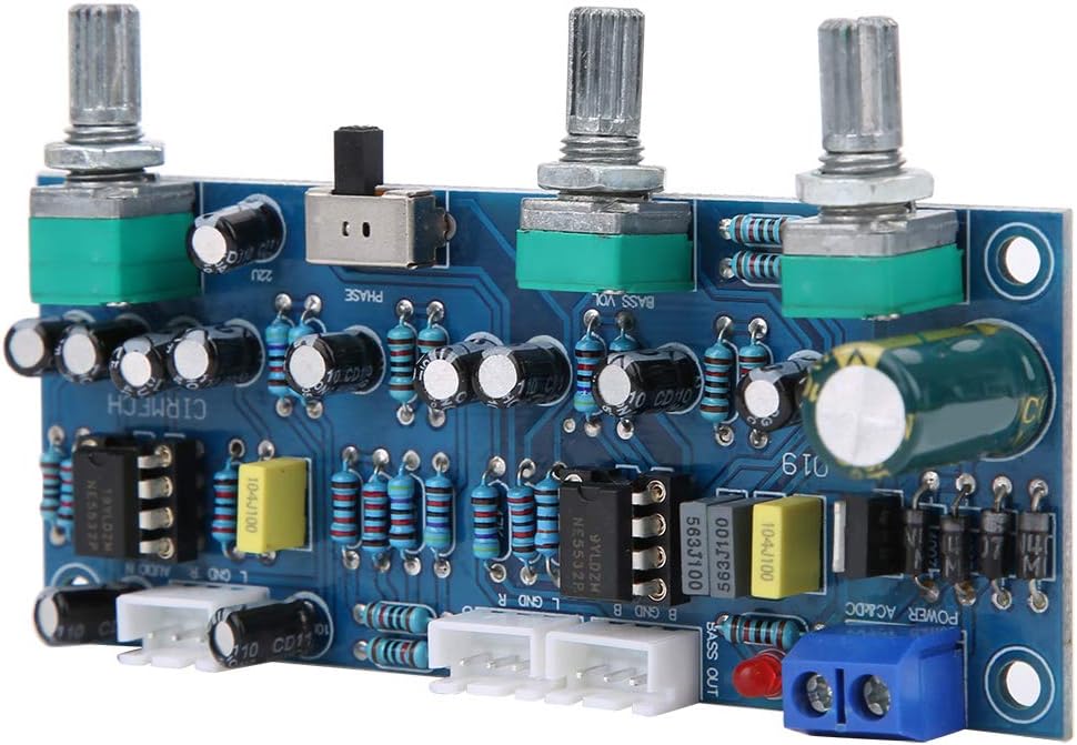 Preamp Board 2.1 Channel Low Pass Filter Subwoofer Independent Interfaces for Full Frequency and Bass Output Signals Tone Board HI FI Circuit Board DC 12-30V / AC 9-20V