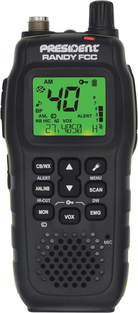 President Randy FCC Handheld or Mobile CB Radio with Weather Channel and Alerts