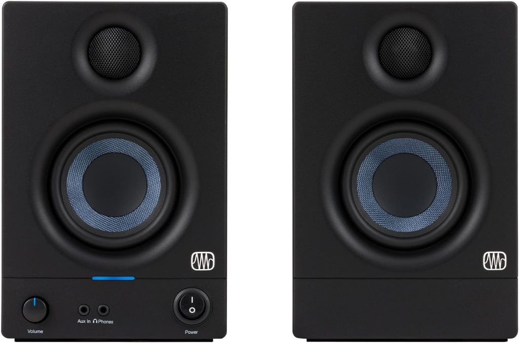 PreSonus Eris E3.5-3.5 Near Field Studio Monitors (Pair) – Powered Desktop Speakers for Music Production, Studio-Quality Recording, and Active Media Reference