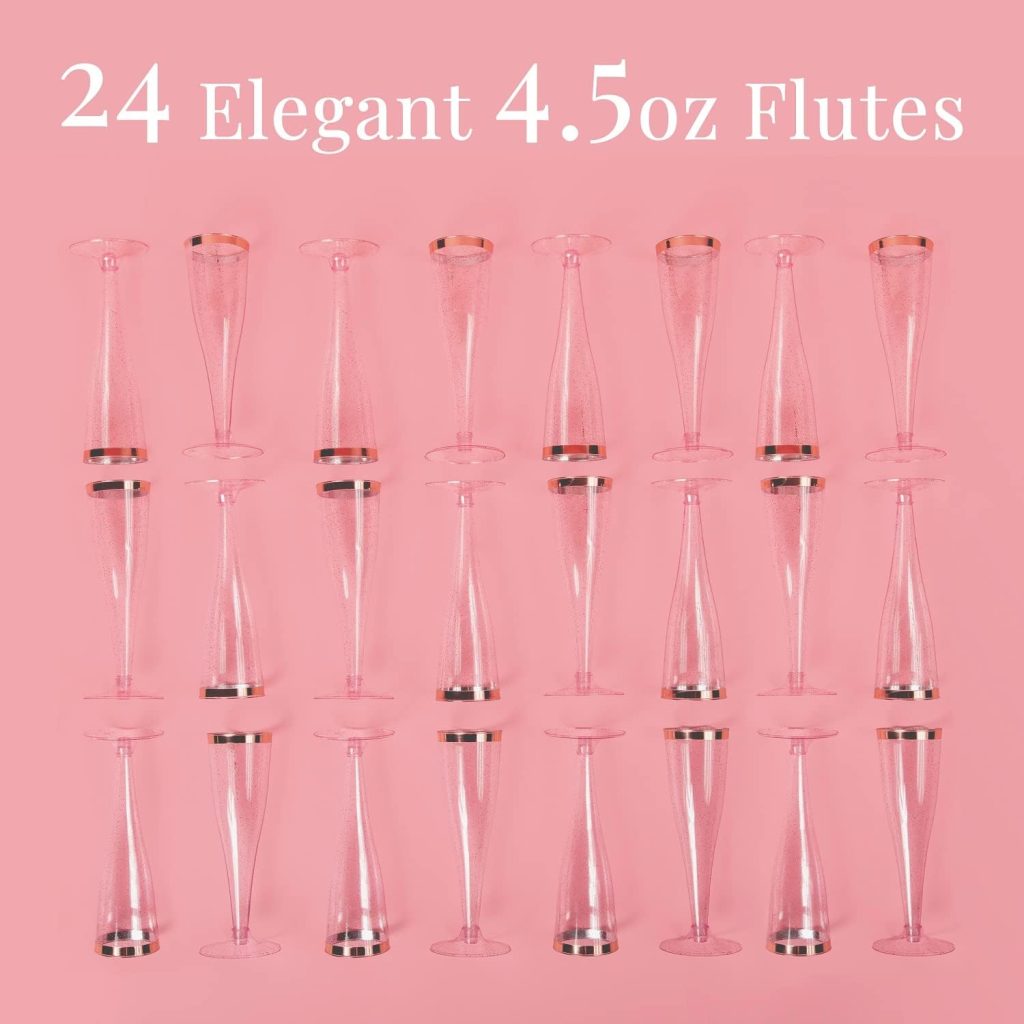 Prestee 100 Plastic Champagne Flutes Disposable - Clear Plastic Glasses for Parties - Disposable Wine Glasses for Parties - Toasting  Mimosa Glasses - Wedding Party, New Years Eve Party Supplies 2023