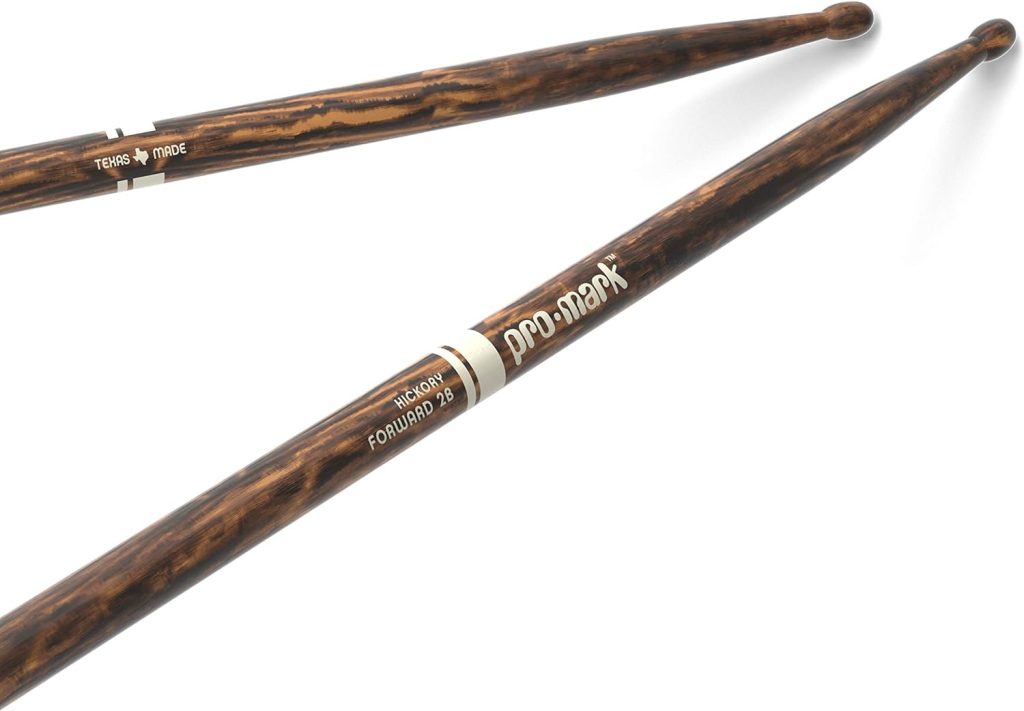 ProMark Drum Sticks - Classic Forward 2B Drumsticks - Drum Sticks Set - Oval Wood Tip - FireGrain Hickory Drumsticks - Consistent Weight and Pitch - 1 Pair
