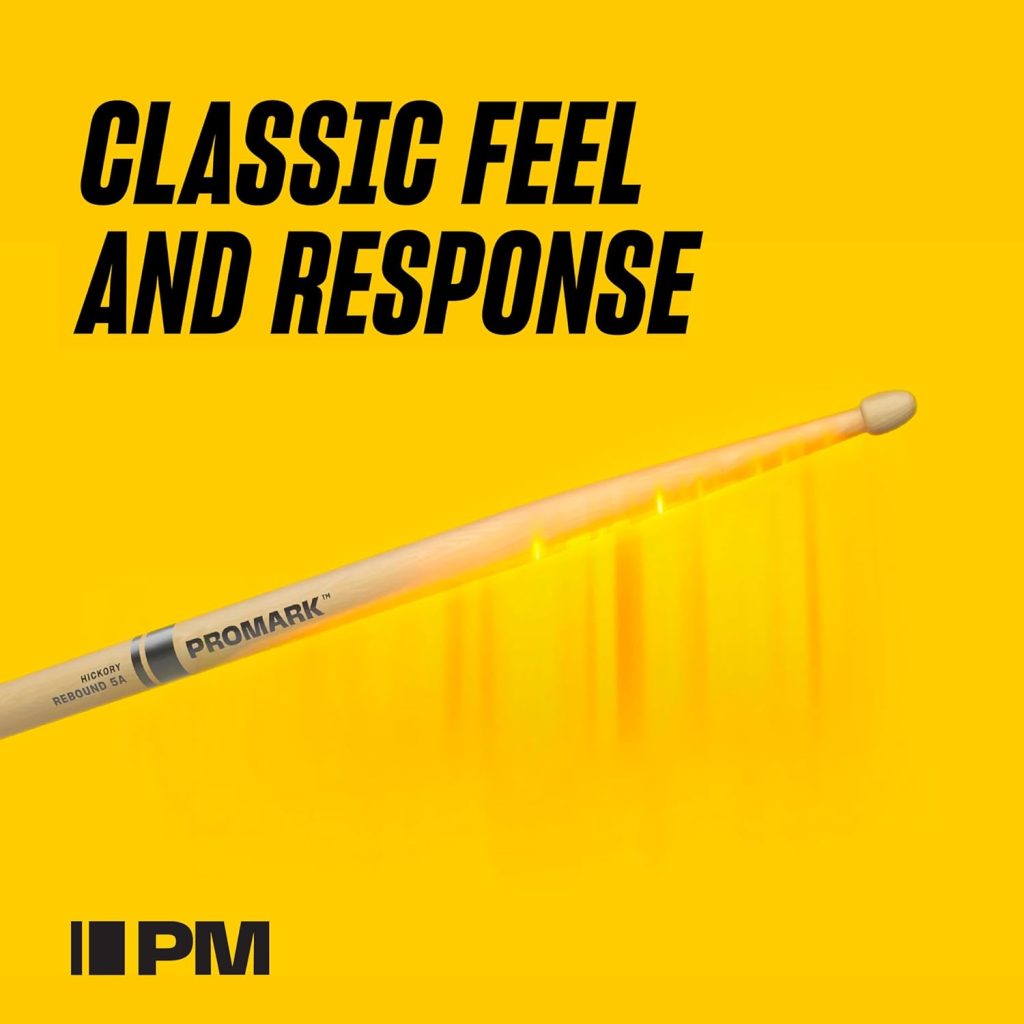 ProMark Drum Sticks - Classic Forward 5A Drumsticks - Drum Sticks Set - Acorn Wood Tip for Larger Sweet Spot - Hickory Drum Sticks - Consistent Weight and Pitch - Made in the USA - 1 Pair