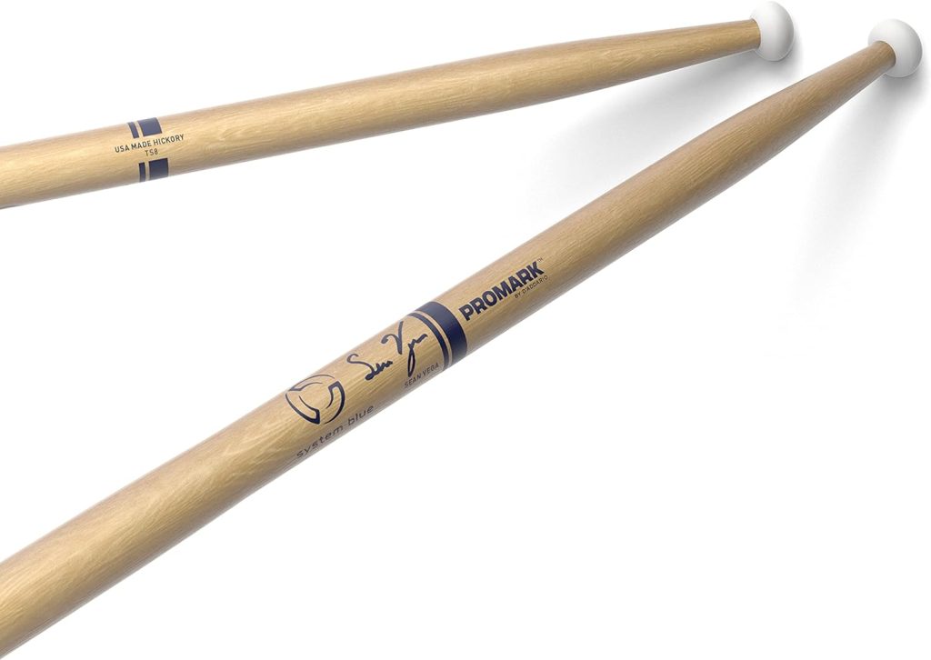 ProMark Drum Sticks - Sean Vega TS8 System Blue Tenor Drumsticks - Drum Sticks Set - Nylon Tip - Hickory Drumsticks - Consistent Weight and Pitch - 1 Pair
