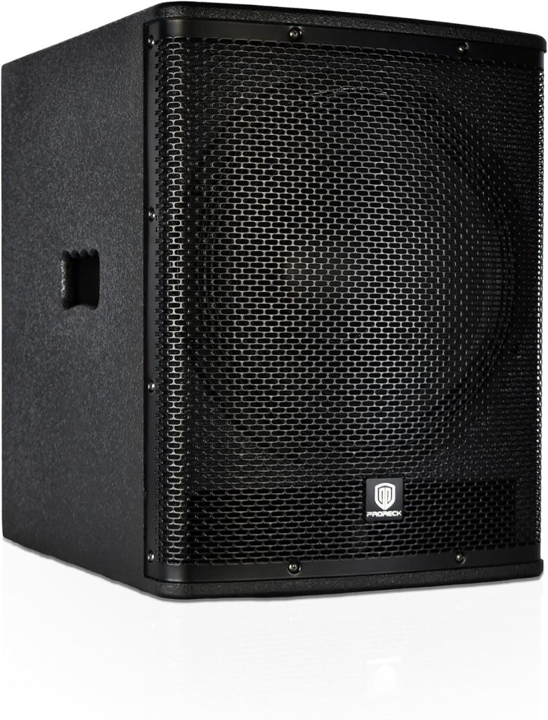 PRORECK SP-15X Active Powered PA DJ Subwoofer Cabinet 15 inch 2000W P.M.P.O with Class-D Amplifier,3 DSP Presets-Monitor, Bass Reinforcement, Black, for Wedding, Party, Concert, Church (One Subwoofer)