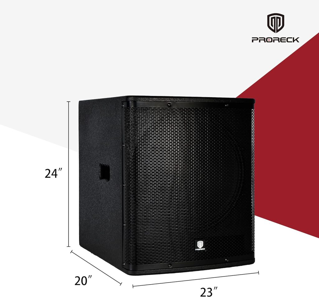 PRORECK SP-18X Active Powered PA DJ Subwoofer Cabinet 18 inch 3000W P.M.P.O with Class-D Amplifier, 3 DSP Presets-Monitor, Coil Bass Reinforcement, Black, for Wedding, Party, Concert, Church (One Sub)