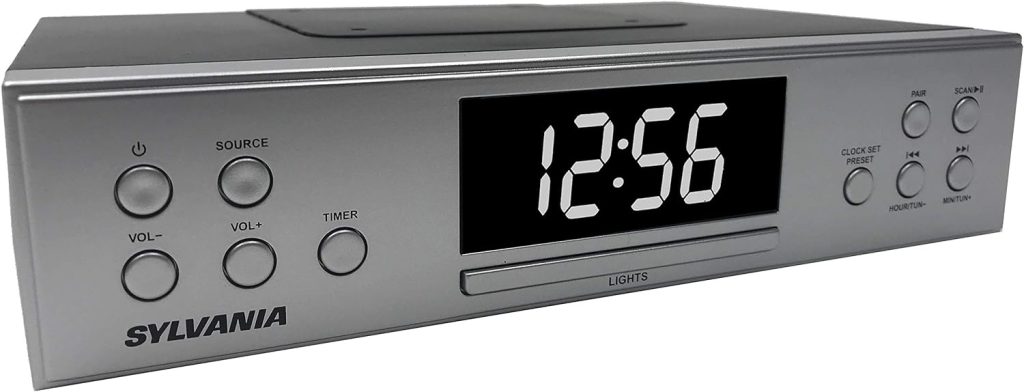 PROSCAN Under Cabinet Clock Radio, Music System with Bluetooth Streaming and FM Radio