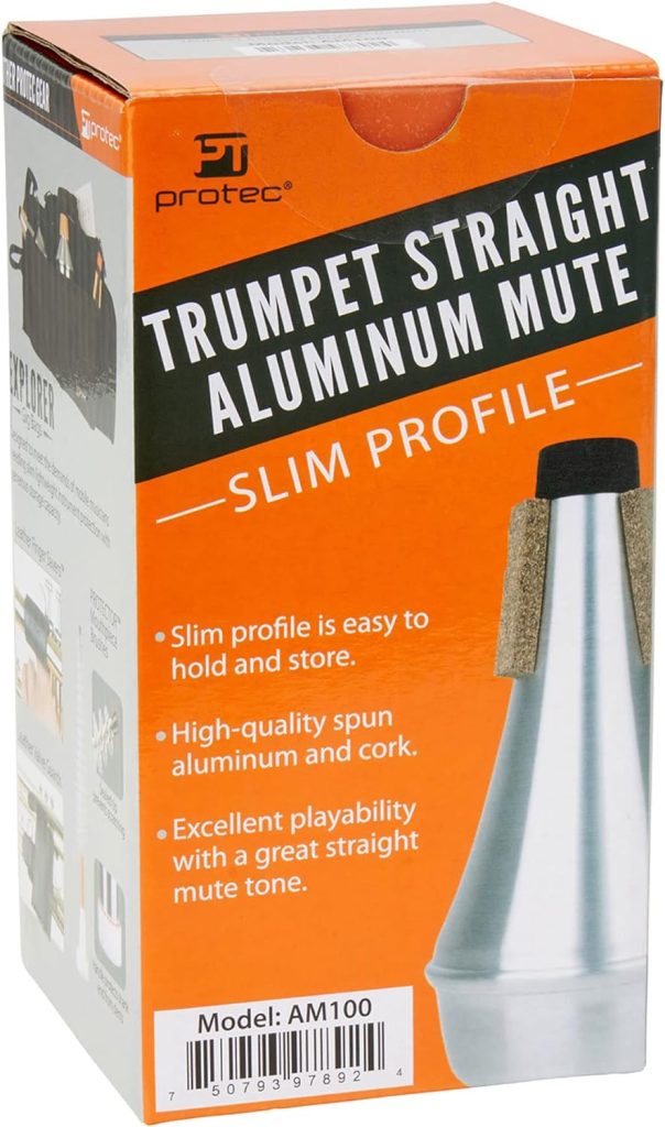 Protec Trumpet Straight Mute, Aluminum, Slim Profile (AM100), Silver