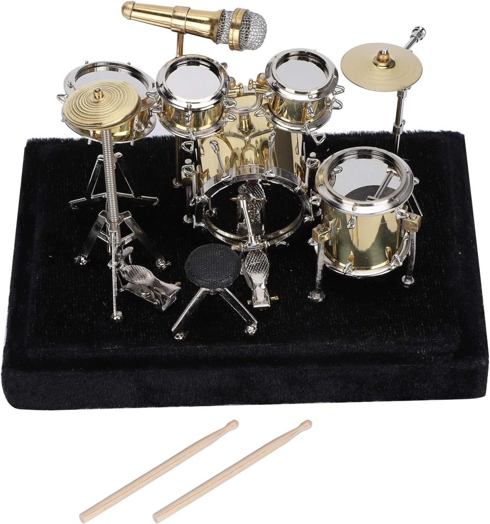Pssopp Mini Drum Model Miniature Musical Instrument Drum Set Model Display Desktop Instrument Decoration for Home Decor