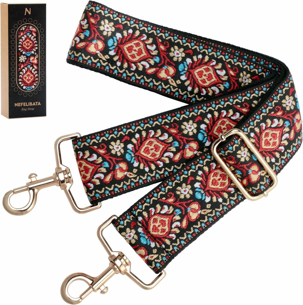 Purse Strap,2 Wide Shoulder Strap Adjustable Replacement,Multi-Pattern Crossbody Canvas Bag Handbag Belts for Unisex Handbag,Crossbody Bags,Shoulder Bags(Red Flower)