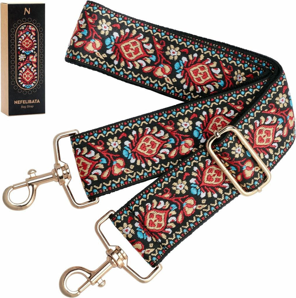 Purse Strap,2 Wide Shoulder Strap Adjustable Replacement,Multi-Pattern Crossbody Canvas Bag Handbag Belts for Unisex Handbag,Crossbody Bags,Shoulder Bags(Red Flower)