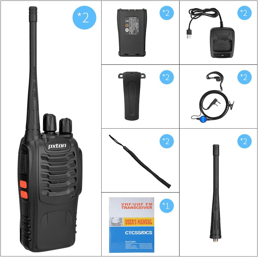 Baofeng BF-888S Portable Long Range Walkie Talkie, Rechargable Handheld 16  Channels Baofeng BF-888S Two-Way Radio Talkies with Earpiece (1 Pair)
