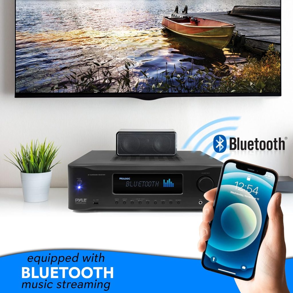 Pyle 5.2-Channel Hi-Fi Bluetooth Stereo Amplifier - 1000 Watt AV Home Speaker Subwoofer Sound Receiver w/Radio, USB, RCA, HDMI, MIC in, Wireless Streaming, Supports 4K UHD TV, 3D, Blu-Ray - PT694BT.5